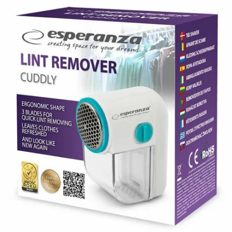 Aparat de curatat scame Esperanza Cuddly, ECS003T, Alb/Turcoaz