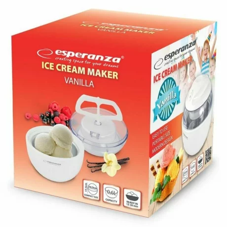 Aparat de facut inghetata Esperanza Vanilla, EKI001, 7W, 0.6l, Alb