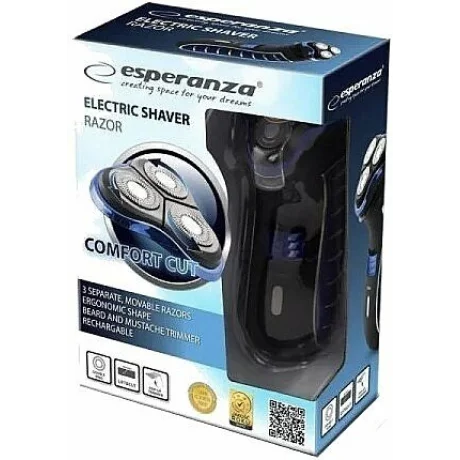 Aparat de ras electric Esperanza Razor, EBG002B, cu acumulator, Negru/Albastru