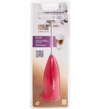 Aparat de spumat lapte electric Esperanza Latte, EKF001R, Rosu