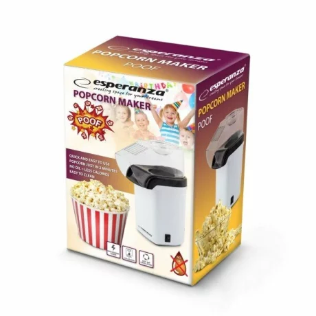 Aparat pentru floricele Esperanza Poof, EKP005W, 1200W, Alb