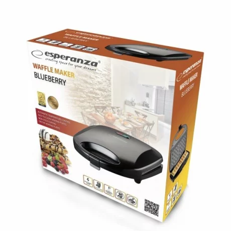 Aparat preparare vafe Esperanza Blueberry, EKT008, 1000W, Negru