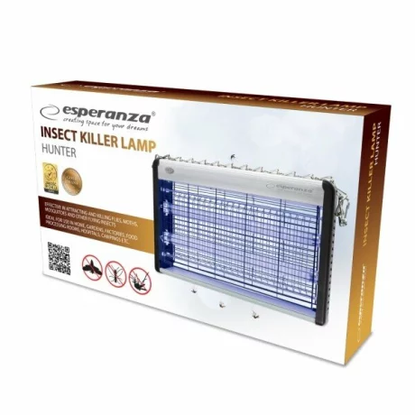 Aparat UV antiinsecte Esperanza Hunter, EHQ006, 20W, acoperire 80mp, Alb