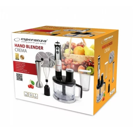 Blender Esperanza Crema, EKM004, 800W, 2 trepte, 0.6l, Negru-Argintiu