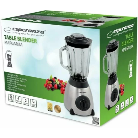 Blender Esperanza Margarita, EKM020, 500W, 1.5l, Negru/Argintiu