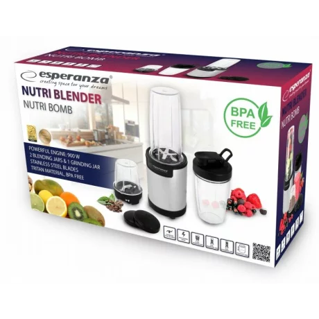 Blender Esperanza Nutri Bomb, EKM030, 9 in 1, 900W, Argintiu