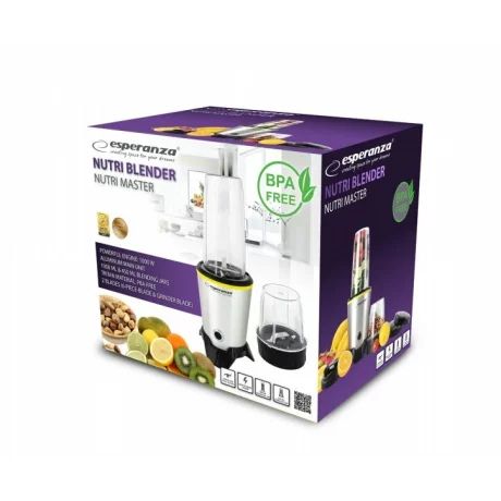 Blender Esperanza Nutri Master, EKM028, 1000W, 1l, Argintiu