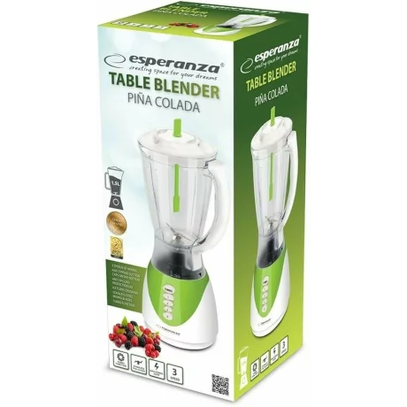 Blender Esperanza Pina Colada, EKM023E, 350 W, 1.5l, Alb/Verde