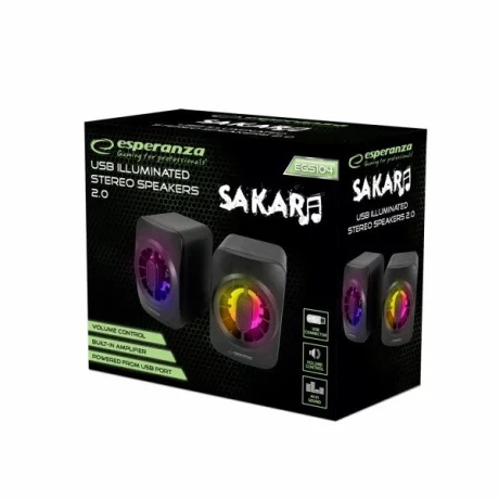 Boxe Esperanza Sakara, EGS104, 5W, Usb + 3.5 mini jack, iluminare Led