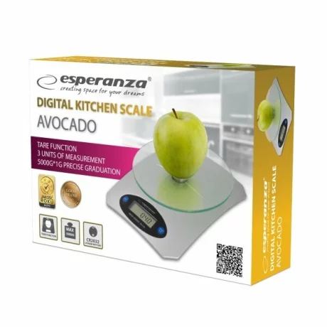 Cantar de bucatarie cu bol Esperanza Avocado, EKS006, max 5kg, Gri