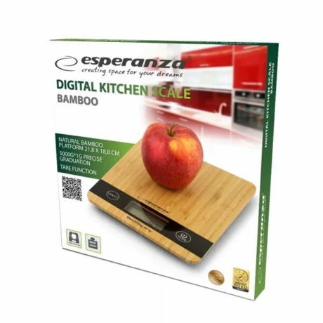 Cantar de bucatarie Esperanza Bamboo, EKS005, max. 5kg, Maro