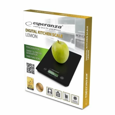 Cantar de bucatarie Esperanza Lemon, EKS002K, max. 5kg, Negru