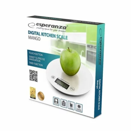 Cantar de bucatarie Esperanza Mango, EKS003W, max. 5kg, Alb