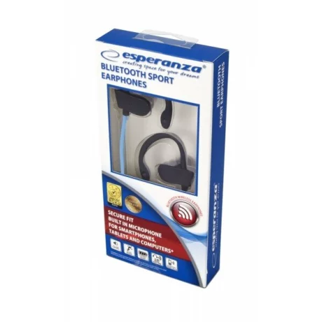 Casti bluetooth cu microfon Esperanza Sport, EH188B, Negru/Albastru