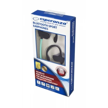 Casti bluetooth cu microfon Esperanza Sport, EH188G, Negru/Verde