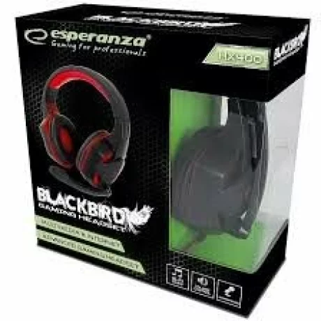 Casti gaming cu microfon Esperanza Blackbird, EGH400, stereo, 2m, Negru/Rosu