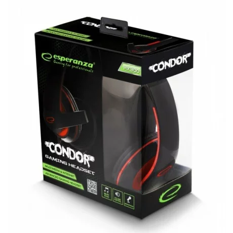 Casti gaming cu microfon Esperanza Condor, EGH300R, stereo, 2m, Negru/Rosu