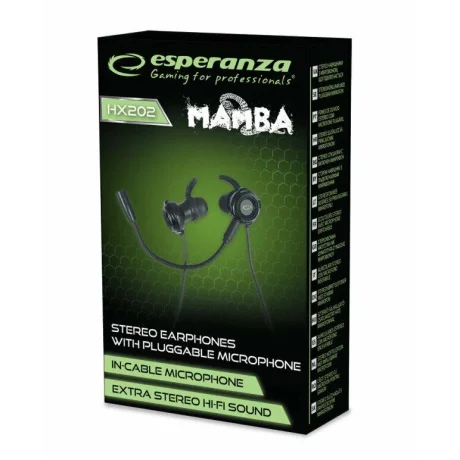 Casti gaming cu microfon Esperanza Mamba, EGH202K, 3.5 mm, 1.2 m, Negru