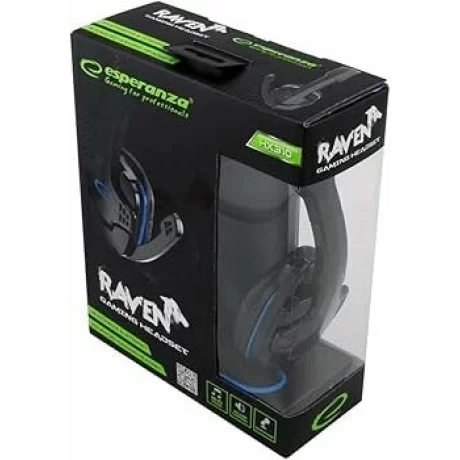 Casti gaming cu microfon Esperanza Raven, EGH310B, stereo, 2m, Negru/Albastru