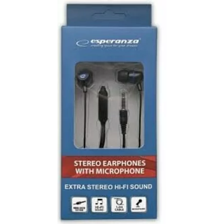 Casti stereo cu microfon Esperanza, EH191KB, Negru/Albastru