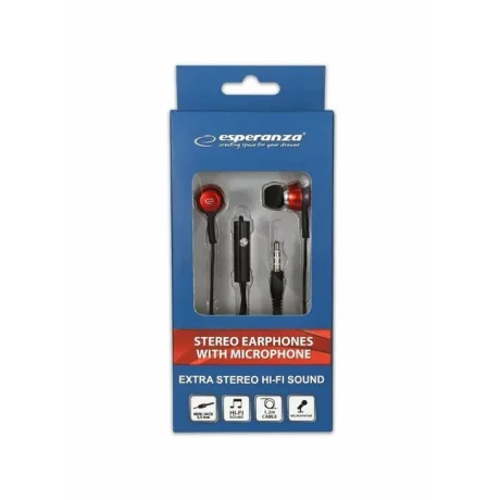 Casti stereo cu microfon Esperanza, EH192R, Negru/Rosu