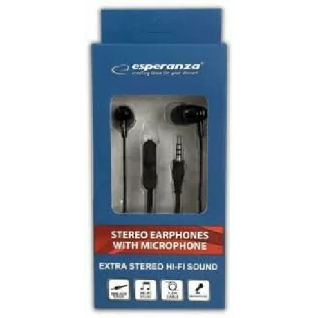 Casti stereo cu microfon Esperanza, EH193K, Negru