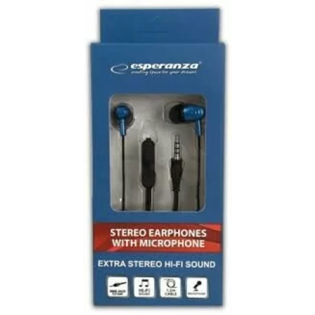 Casti stereo cu microfon Esperanza EH193KB, Negru/Albastru