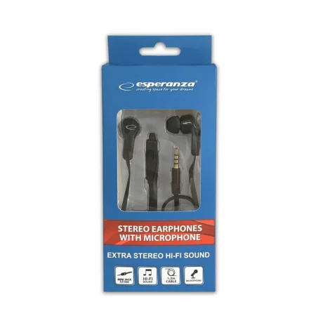 Casti stereo cu microfon Esperanza, EH196K, Negru