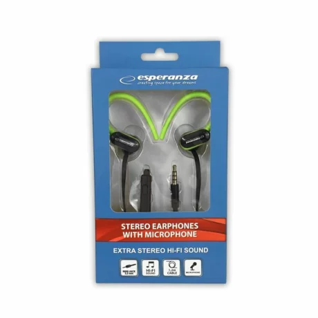 Casti stereo cu microfon Esperanza EH197KG, Negru/Verde