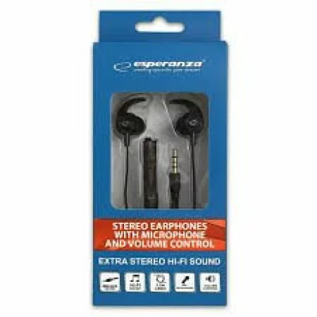 Casti stereo cu microfon Esperanza, EH199K, control volum, Negru
