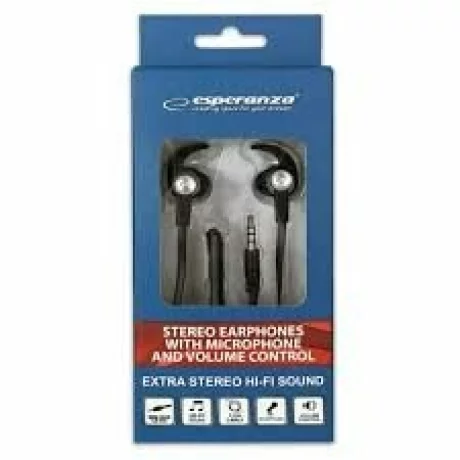 Casti stereo cu microfon Esperanza EH201KS, Negru/Gri