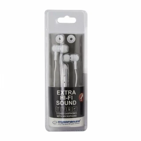 Casti stereo cu microfon Esperanza Mobile, EH162W, Alb