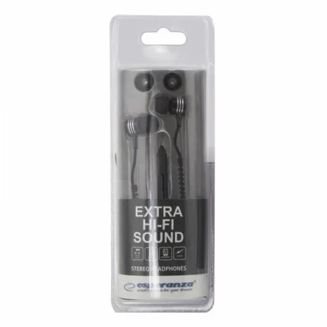 Casti stereo cu microfon Esperanza Zipper, EH161K, Negru