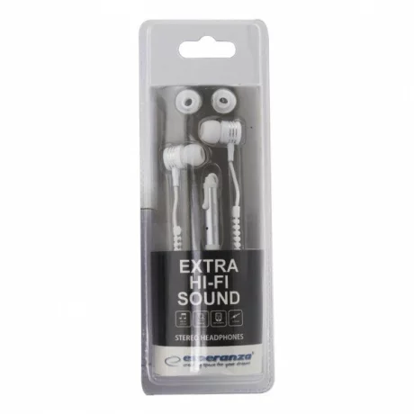 Casti stereo cu microfon Esperanza Zipper, EH161W, Alb