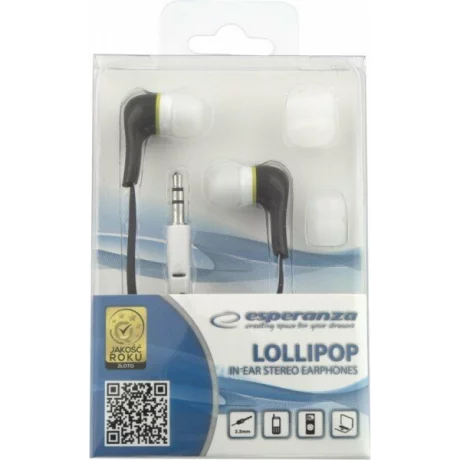 Casti stereo Esperanza Lollipop, EH146K, Negru
