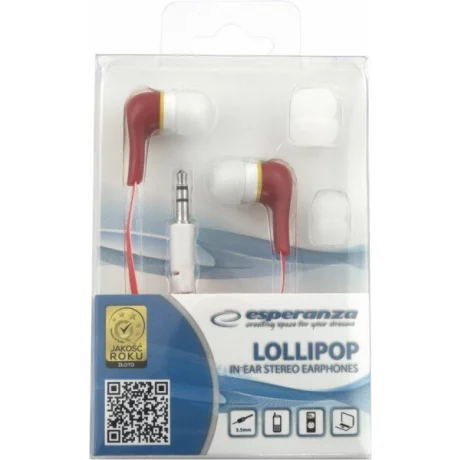 Casti stereo Esperanza Lollipop, EH146R, Rosu