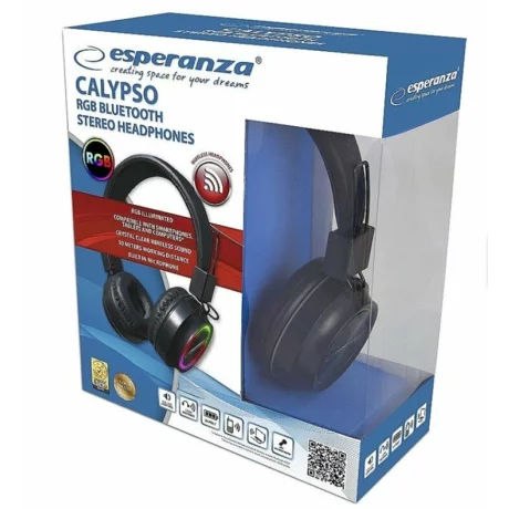 Casti stereo wireless Esperanza Calypso, EH219, Bluetooth, RGB, Negru