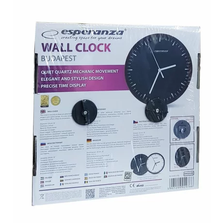 Ceas de perete Esperanza Budapesta, EHC010K, Negru