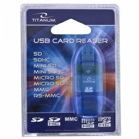 Cititor de card Esperanza Titanium, TA101B, SDHC, Usb 2.0, Albastru