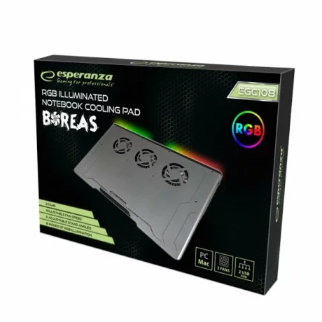 Cooler laptop gaming Esperanza Boreas, EGC108, iluminare RGB, Negru
