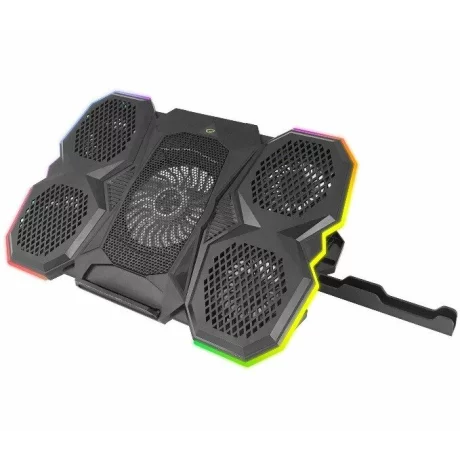 Cooler laptop gaming Esperanza Breva, iluminare RGB, stand telefon, Negru