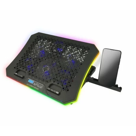 Cooler laptop gaming Esperanza Galerne, EGC109, iluminare RGB, stand telefon, Negru