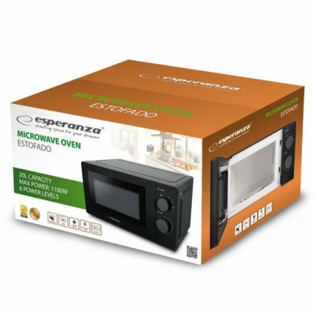 Cuptor cu microunde Esperanza Estofado, EKO0011K, 1100W, 20l, Negru