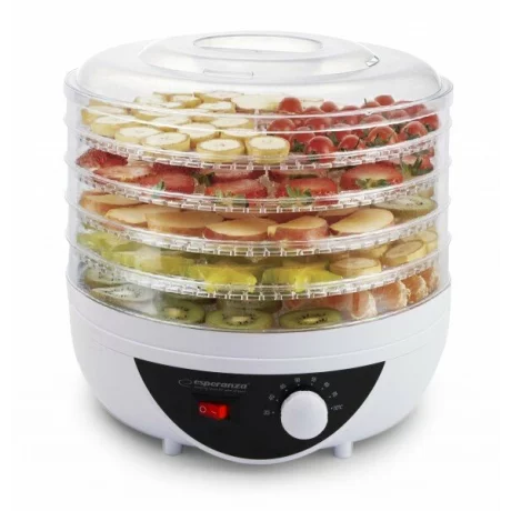Deshidrator pentru alimente Esperanza Chanterelles, EKD002, 250W, 5 tavi, Alb