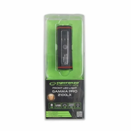 Far bicicleta 2 in 1 Esperanza Gamma Pro, EOT058, 5 Moduri Iluminare, 2100lx, 2200mAh, USB, Aluminiu/Plastic , Negru