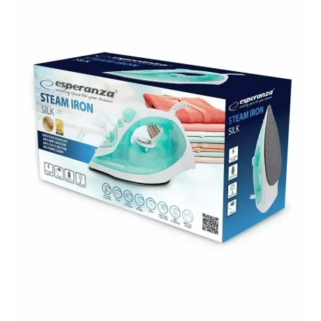 Fier de calcat Esperanza Silk, EHI005, 2200W, Alb/Turcoaz