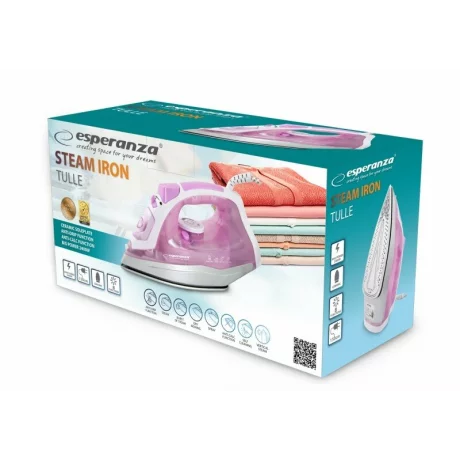 Fier de calcat Esperanza Tulle, EHI004, ceramic, 2400W, Alb/Roz