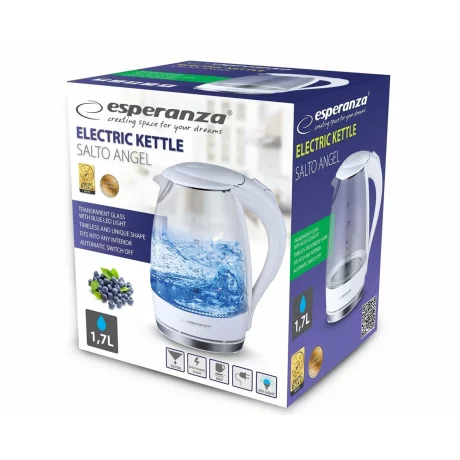 Fierbator electric Esperanza Salto Angel, EKK011W, 2200W, 1.7l, Alb