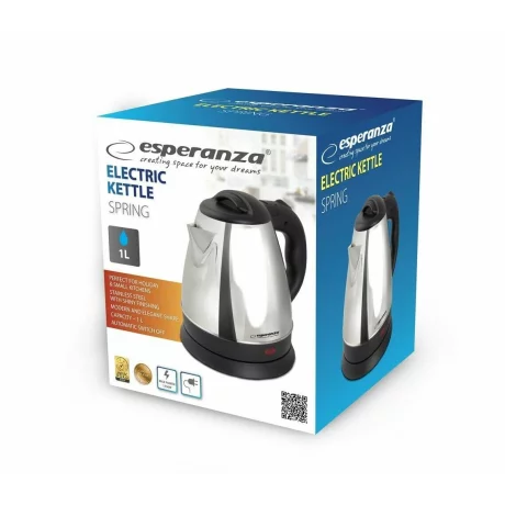 Fierbator electric Esperanza Spring, EKK116S, 1350W, 1l, Argintiu