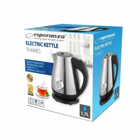 Fierbator electric Esperanza Thames, EKK029, cu termometru, 2200W, 1.7l,Inox